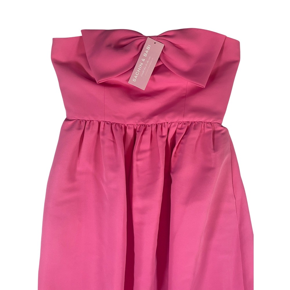 Sachin & Babi Isabeau Strapless Bow Front Ballgown Dress 6 NEW Shocking Pink - Picture 5 of 16